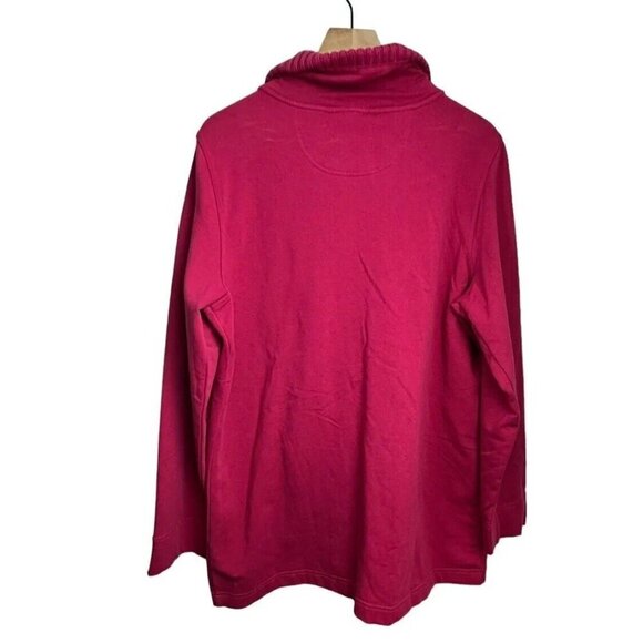 LL Bean Womens French Terry Cardigan Sweater Jacket Sz XL NEW Raspberry Red - Picture 8 of 8